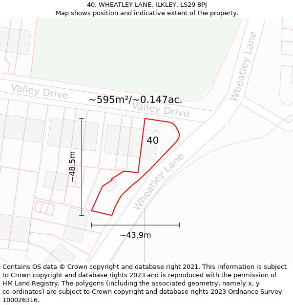 40, WHEATLEY LANE, ILKLEY, LS29 8PJ: Plot and title map