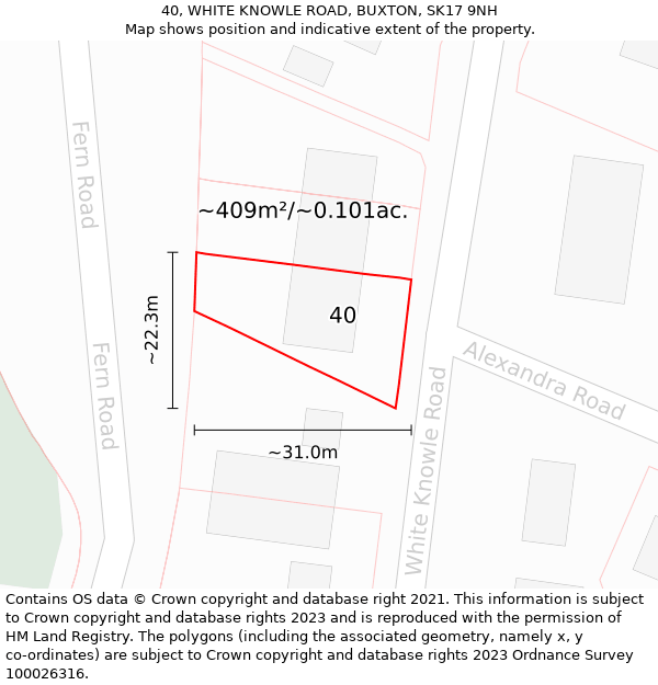 40, WHITE KNOWLE ROAD, BUXTON, SK17 9NH: Plot and title map