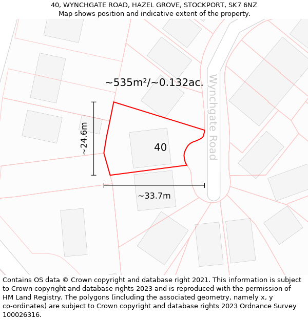 40, WYNCHGATE ROAD, HAZEL GROVE, STOCKPORT, SK7 6NZ: Plot and title map