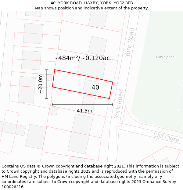 40, YORK ROAD, HAXBY, YORK, YO32 3EB: Plot and title map