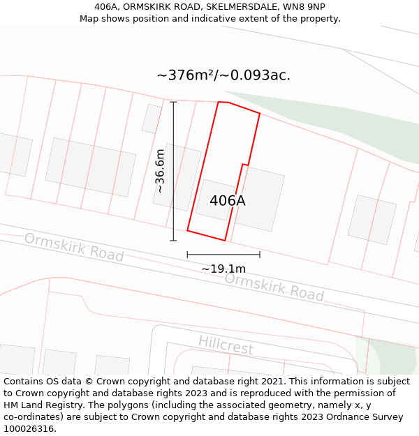 406A, ORMSKIRK ROAD, SKELMERSDALE, WN8 9NP: Plot and title map