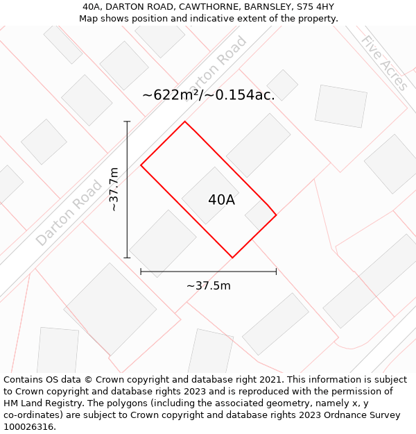 40A, DARTON ROAD, CAWTHORNE, BARNSLEY, S75 4HY: Plot and title map