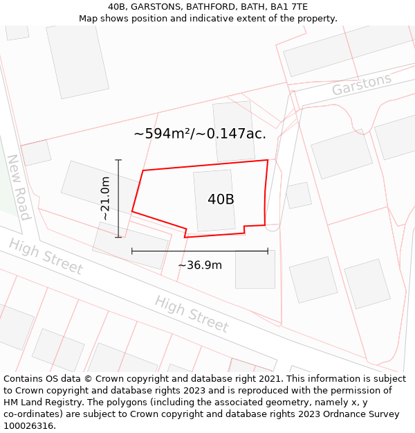 40B, GARSTONS, BATHFORD, BATH, BA1 7TE: Plot and title map