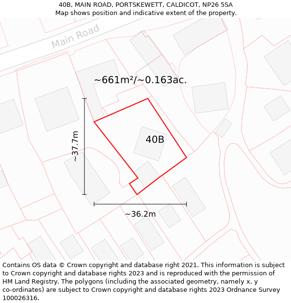 40B, MAIN ROAD, PORTSKEWETT, CALDICOT, NP26 5SA: Plot and title map