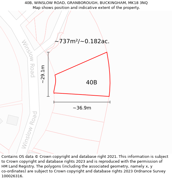 40B, WINSLOW ROAD, GRANBOROUGH, BUCKINGHAM, MK18 3NQ: Plot and title map