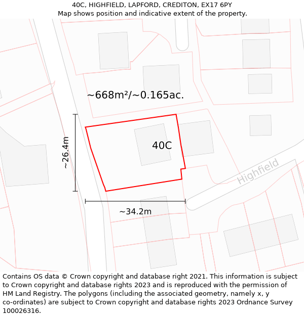 40C, HIGHFIELD, LAPFORD, CREDITON, EX17 6PY: Plot and title map