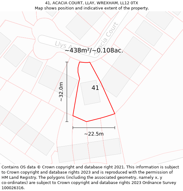 41, ACACIA COURT, LLAY, WREXHAM, LL12 0TX: Plot and title map