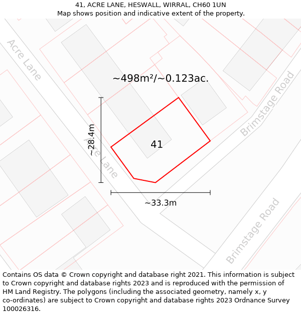 41, ACRE LANE, HESWALL, WIRRAL, CH60 1UN: Plot and title map