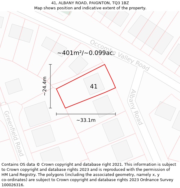 41, ALBANY ROAD, PAIGNTON, TQ3 1BZ: Plot and title map