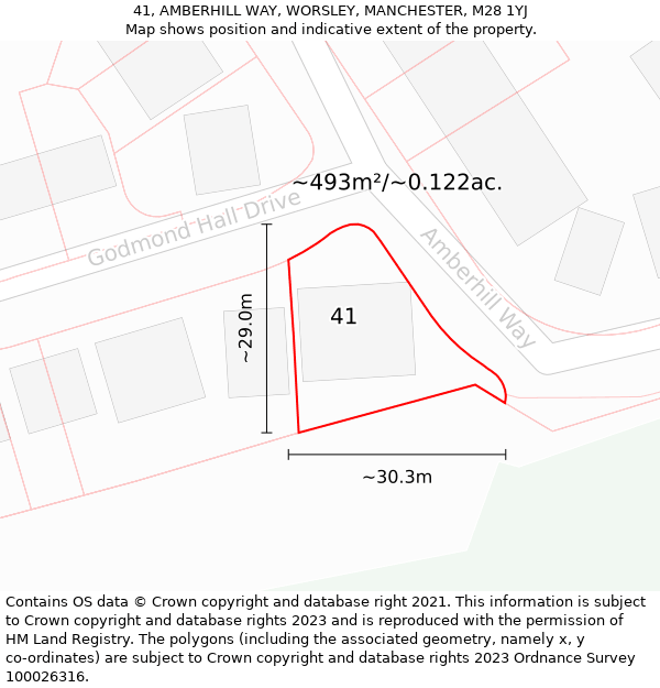 41, AMBERHILL WAY, WORSLEY, MANCHESTER, M28 1YJ: Plot and title map