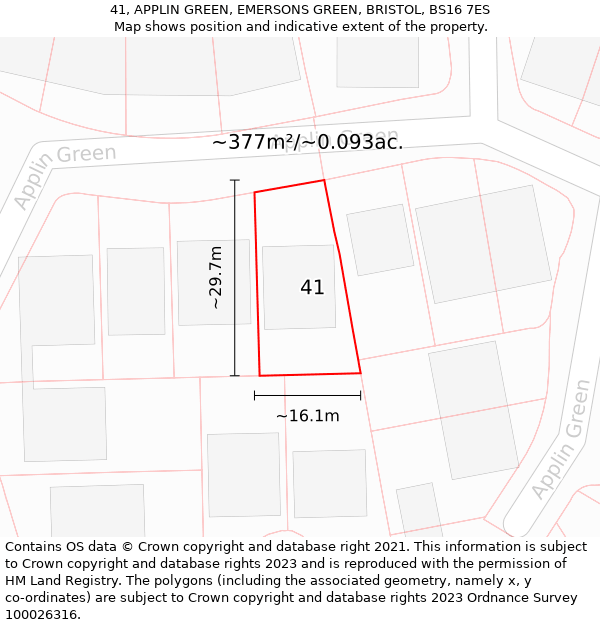 41, APPLIN GREEN, EMERSONS GREEN, BRISTOL, BS16 7ES: Plot and title map