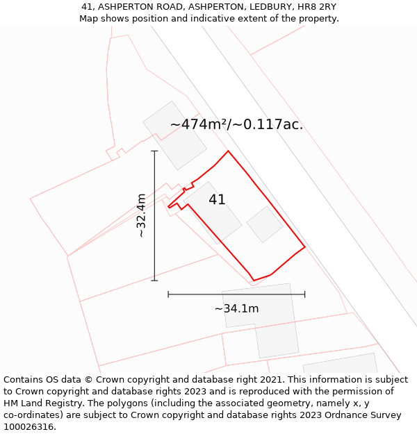 41, ASHPERTON ROAD, ASHPERTON, LEDBURY, HR8 2RY: Plot and title map