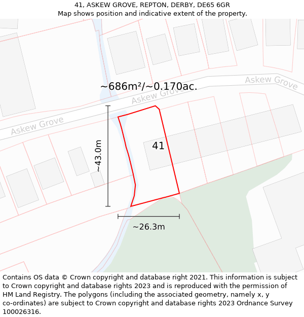 41, ASKEW GROVE, REPTON, DERBY, DE65 6GR: Plot and title map