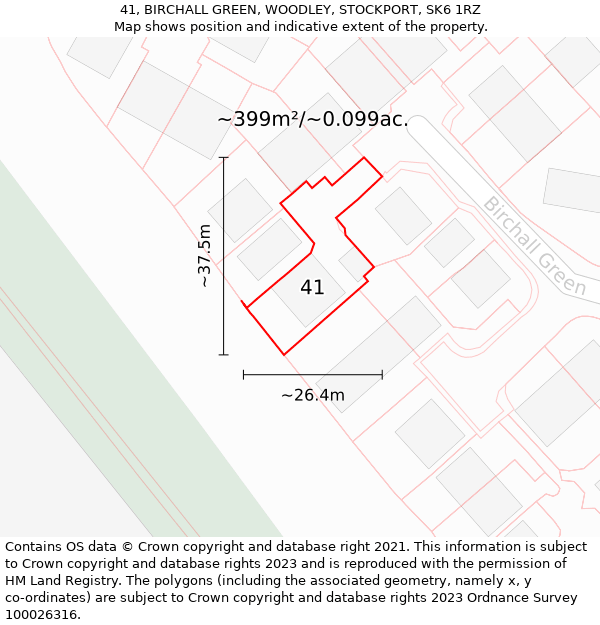 41, BIRCHALL GREEN, WOODLEY, STOCKPORT, SK6 1RZ: Plot and title map