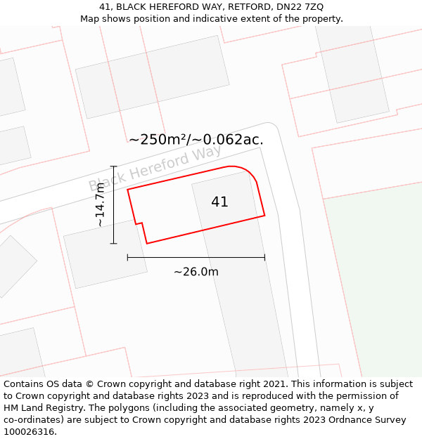 41, BLACK HEREFORD WAY, RETFORD, DN22 7ZQ: Plot and title map