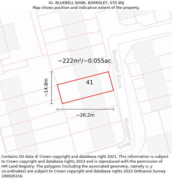 41, BLUEBELL BANK, BARNSLEY, S70 4NJ: Plot and title map