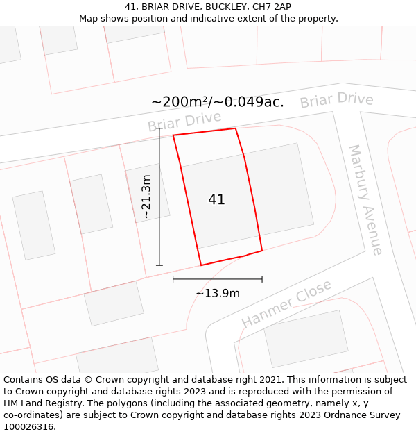 41, BRIAR DRIVE, BUCKLEY, CH7 2AP: Plot and title map