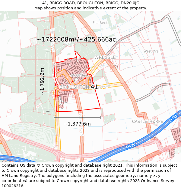 41, BRIGG ROAD, BROUGHTON, BRIGG, DN20 0JG: Plot and title map