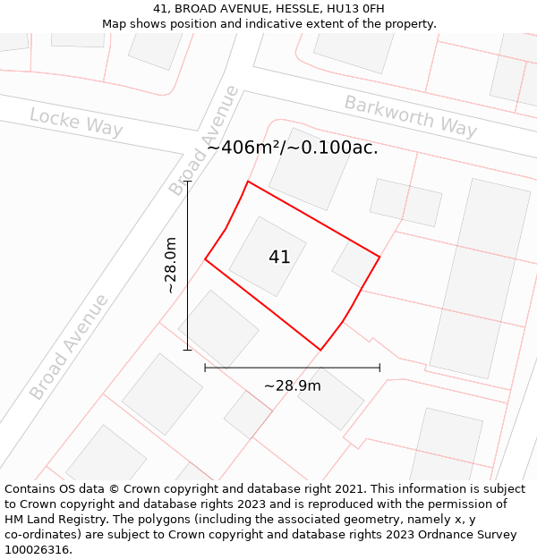 41, BROAD AVENUE, HESSLE, HU13 0FH: Plot and title map