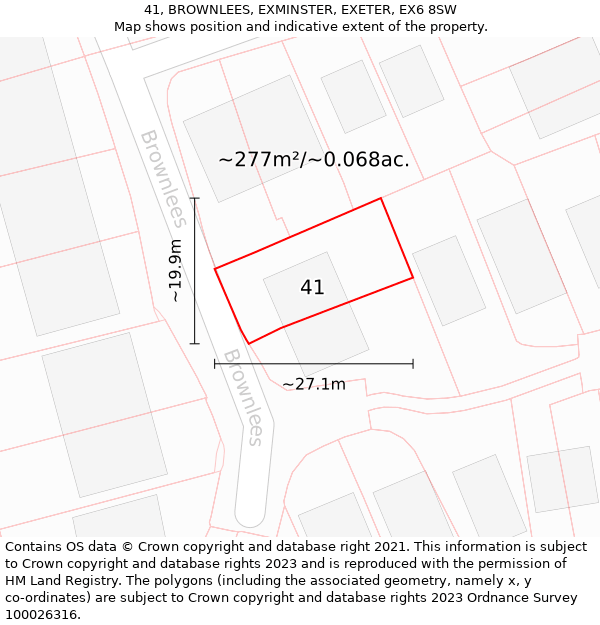 41, BROWNLEES, EXMINSTER, EXETER, EX6 8SW: Plot and title map