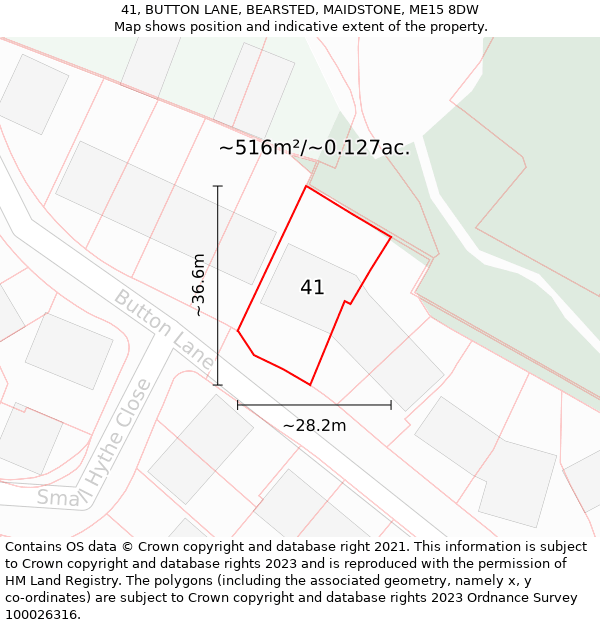 41, BUTTON LANE, BEARSTED, MAIDSTONE, ME15 8DW: Plot and title map