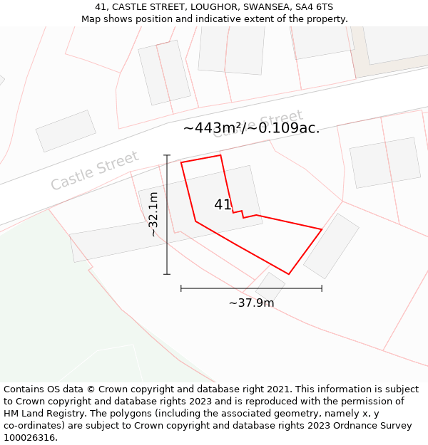 41, CASTLE STREET, LOUGHOR, SWANSEA, SA4 6TS: Plot and title map