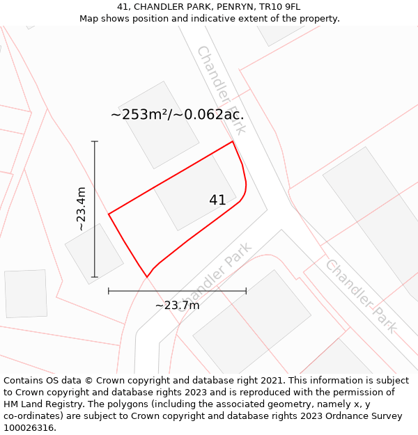 41, CHANDLER PARK, PENRYN, TR10 9FL: Plot and title map