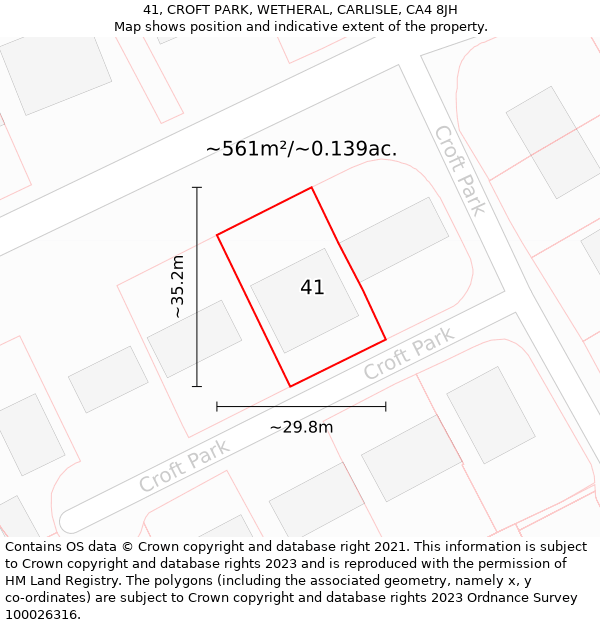 41, CROFT PARK, WETHERAL, CARLISLE, CA4 8JH: Plot and title map