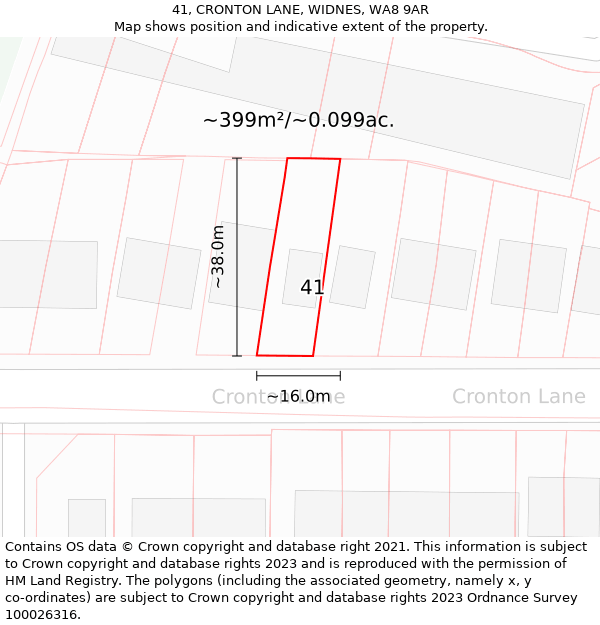 41, CRONTON LANE, WIDNES, WA8 9AR: Plot and title map