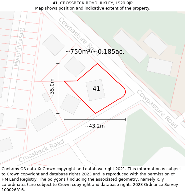 41, CROSSBECK ROAD, ILKLEY, LS29 9JP: Plot and title map