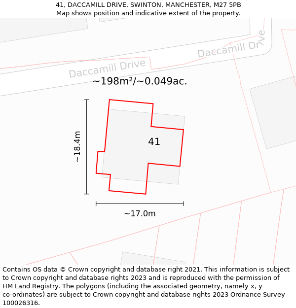 41, DACCAMILL DRIVE, SWINTON, MANCHESTER, M27 5PB: Plot and title map