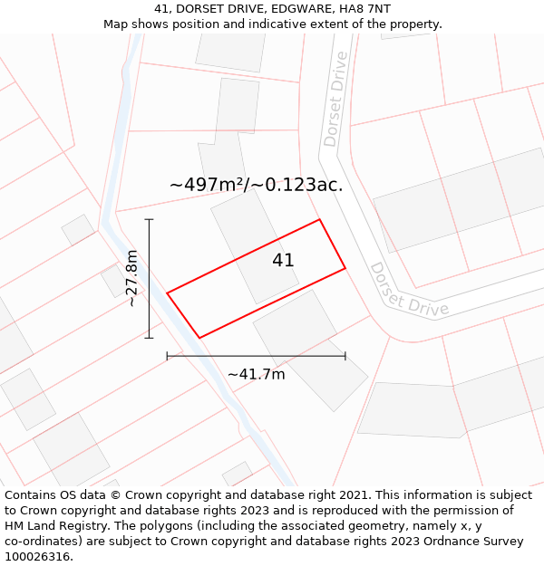 41, DORSET DRIVE, EDGWARE, HA8 7NT: Plot and title map