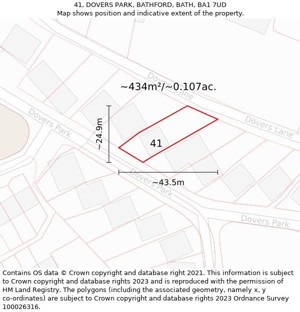 41, DOVERS PARK, BATHFORD, BATH, BA1 7UD: Plot and title map