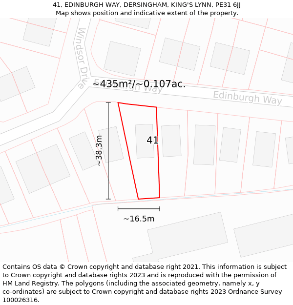 41, EDINBURGH WAY, DERSINGHAM, KING'S LYNN, PE31 6JJ: Plot and title map