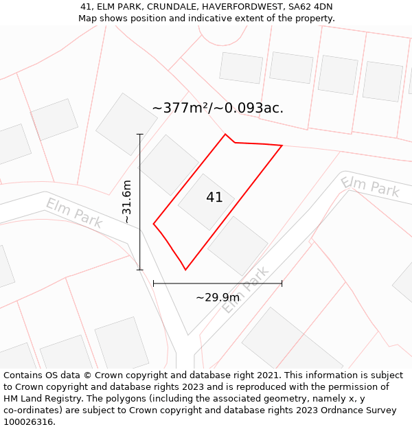 41, ELM PARK, CRUNDALE, HAVERFORDWEST, SA62 4DN: Plot and title map