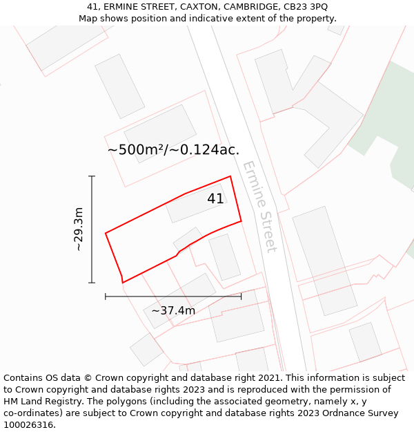 41, ERMINE STREET, CAXTON, CAMBRIDGE, CB23 3PQ: Plot and title map