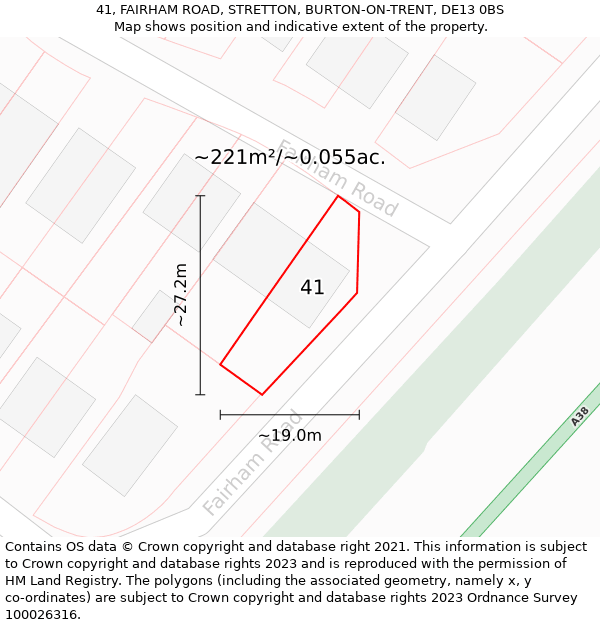 41, FAIRHAM ROAD, STRETTON, BURTON-ON-TRENT, DE13 0BS: Plot and title map