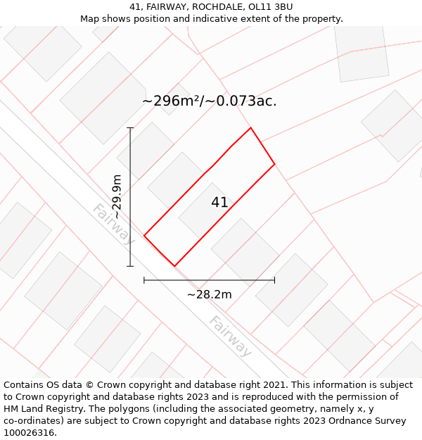 41, FAIRWAY, ROCHDALE, OL11 3BU: Plot and title map