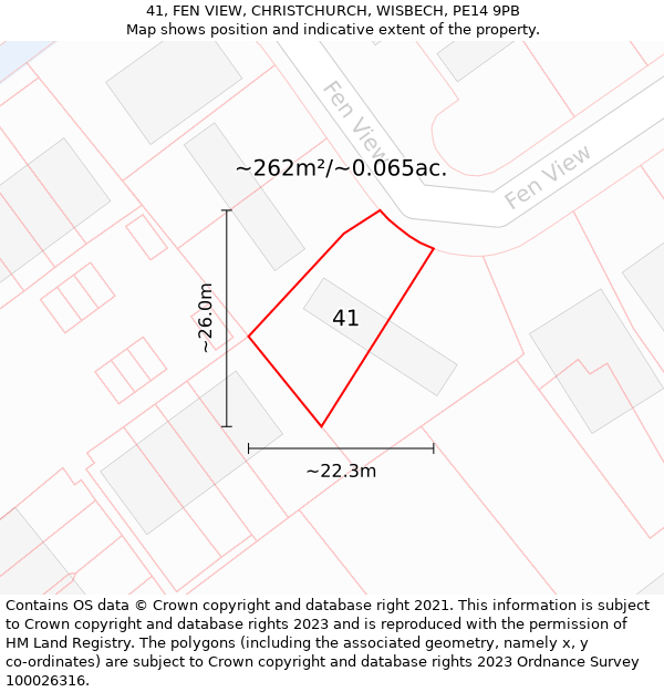 41, FEN VIEW, CHRISTCHURCH, WISBECH, PE14 9PB: Plot and title map