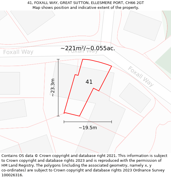 41, FOXALL WAY, GREAT SUTTON, ELLESMERE PORT, CH66 2GT: Plot and title map