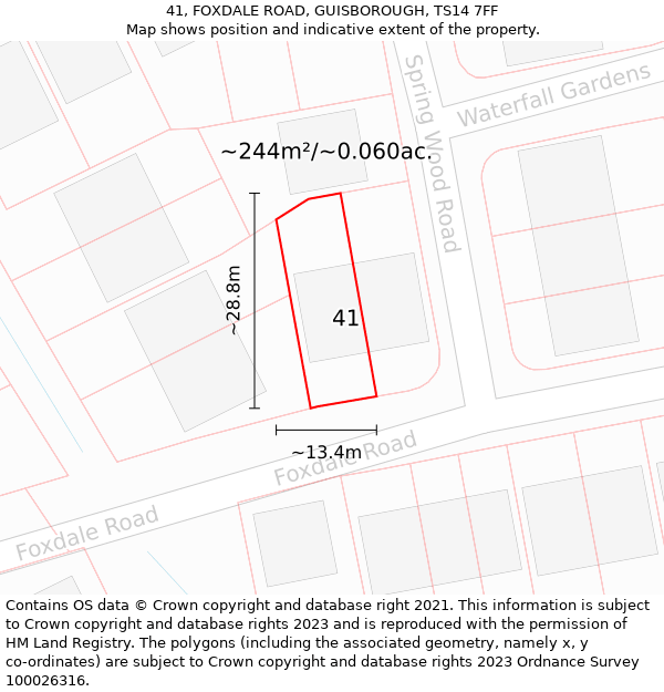 41, FOXDALE ROAD, GUISBOROUGH, TS14 7FF: Plot and title map