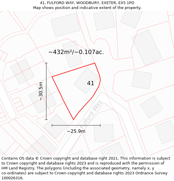 41, FULFORD WAY, WOODBURY, EXETER, EX5 1PD: Plot and title map