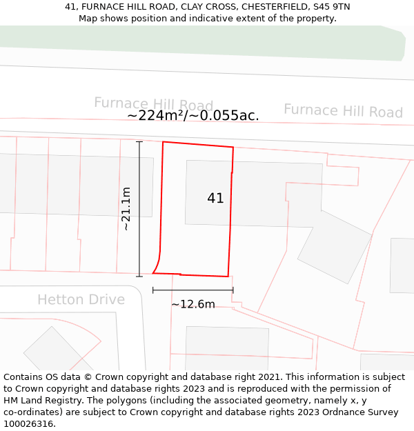 41, FURNACE HILL ROAD, CLAY CROSS, CHESTERFIELD, S45 9TN: Plot and title map