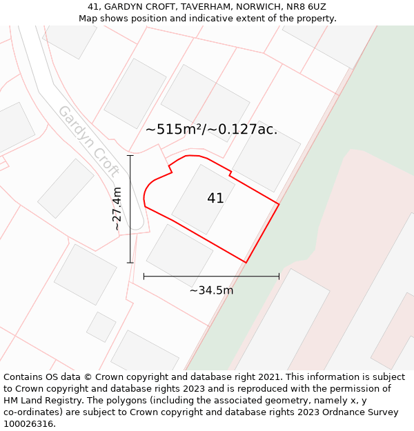 41, GARDYN CROFT, TAVERHAM, NORWICH, NR8 6UZ: Plot and title map