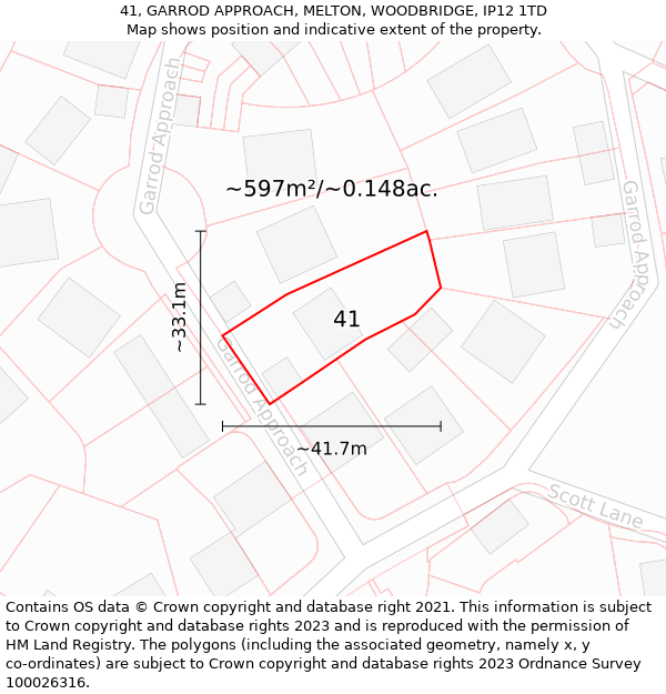 41, GARROD APPROACH, MELTON, WOODBRIDGE, IP12 1TD: Plot and title map