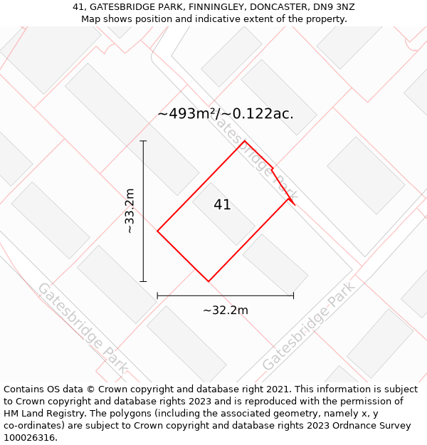 41, GATESBRIDGE PARK, FINNINGLEY, DONCASTER, DN9 3NZ: Plot and title map