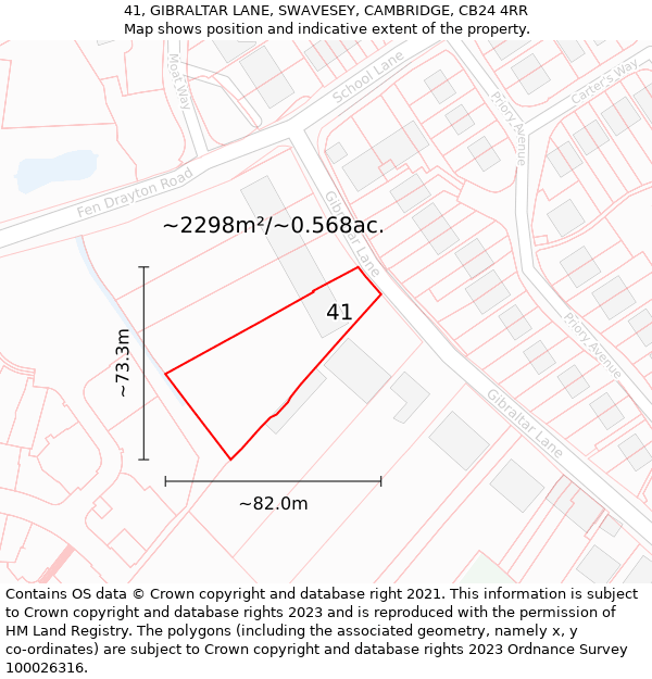 41, GIBRALTAR LANE, SWAVESEY, CAMBRIDGE, CB24 4RR: Plot and title map