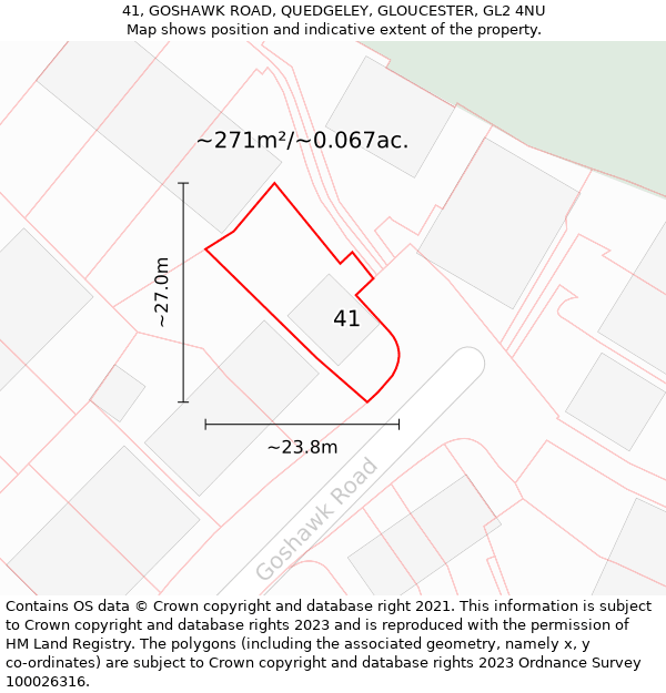 41, GOSHAWK ROAD, QUEDGELEY, GLOUCESTER, GL2 4NU: Plot and title map