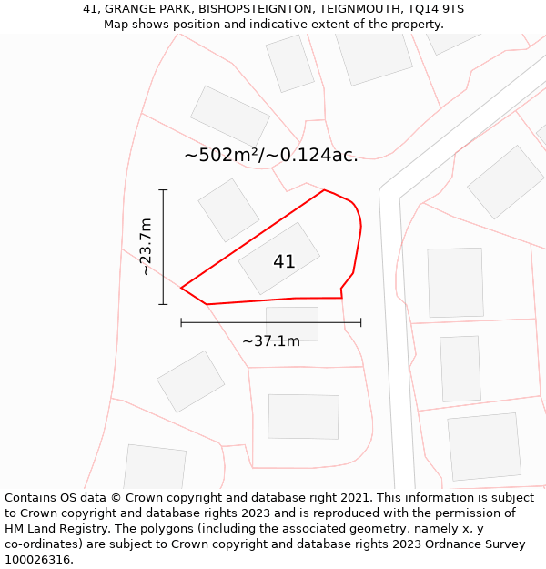 41, GRANGE PARK, BISHOPSTEIGNTON, TEIGNMOUTH, TQ14 9TS: Plot and title map