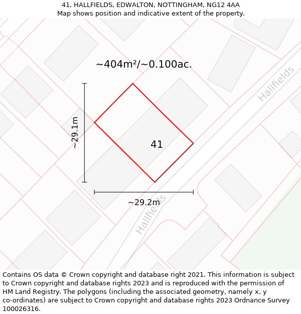 41, HALLFIELDS, EDWALTON, NOTTINGHAM, NG12 4AA: Plot and title map